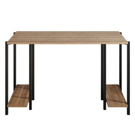 Hanah Home Escritorio Industrial Negro y Nogal con 2 Estantes